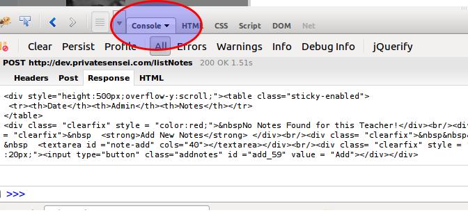 Firebug Console