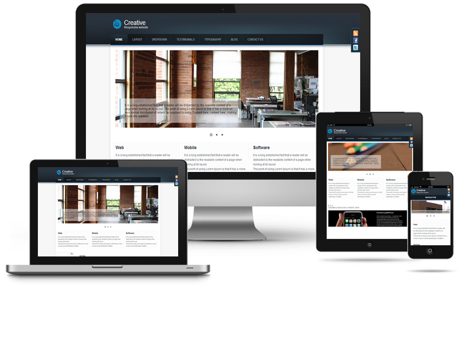 Creative Responsive Theme in various devices