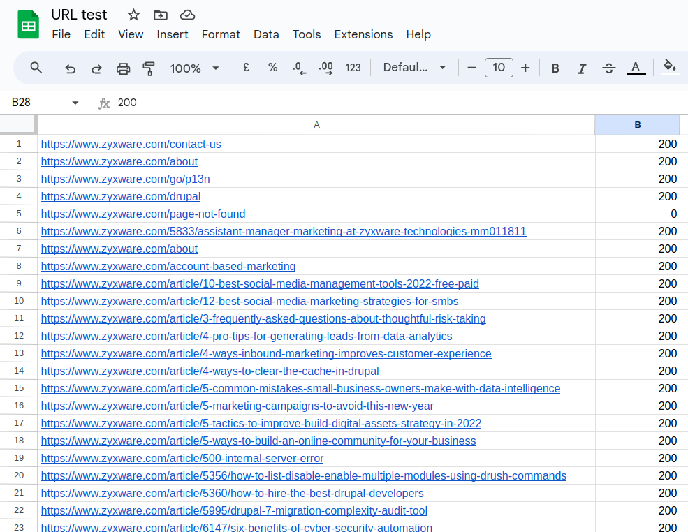 URL HTTP Status