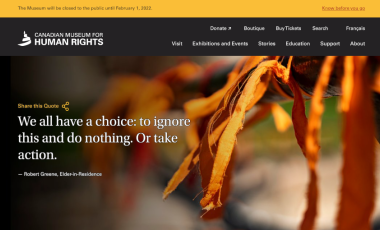 Screenshot of the website of Human Rights Museum Canada